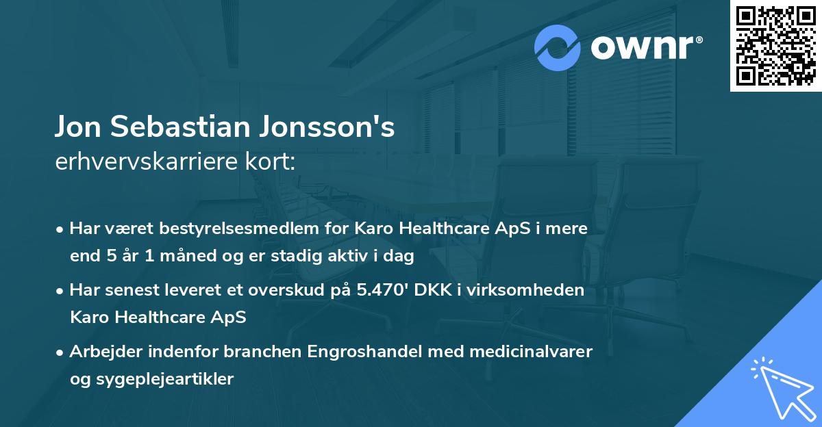 Jon Sebastian Jonsson's erhvervskarriere kort