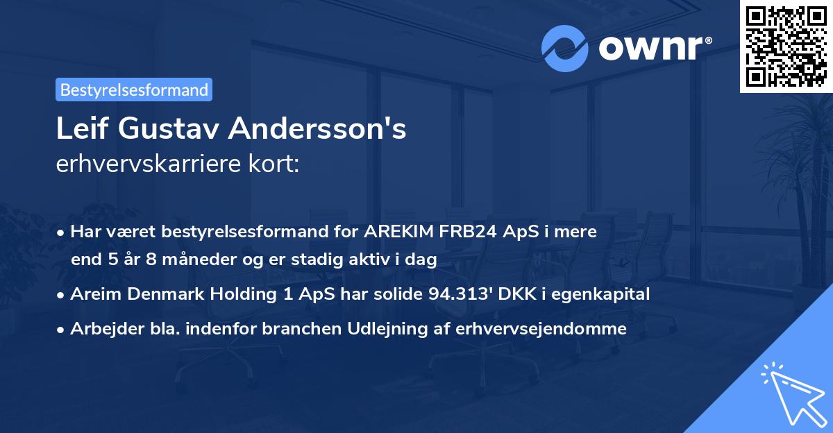 Leif Gustav Andersson's erhvervskarriere kort