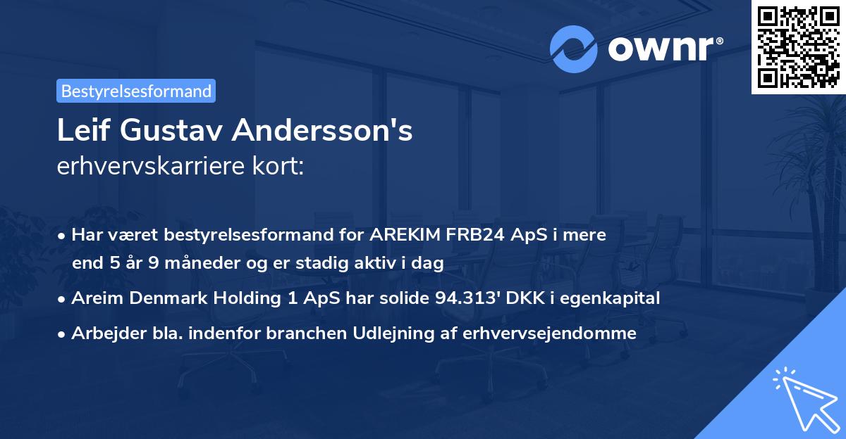 Leif Gustav Andersson's erhvervskarriere kort