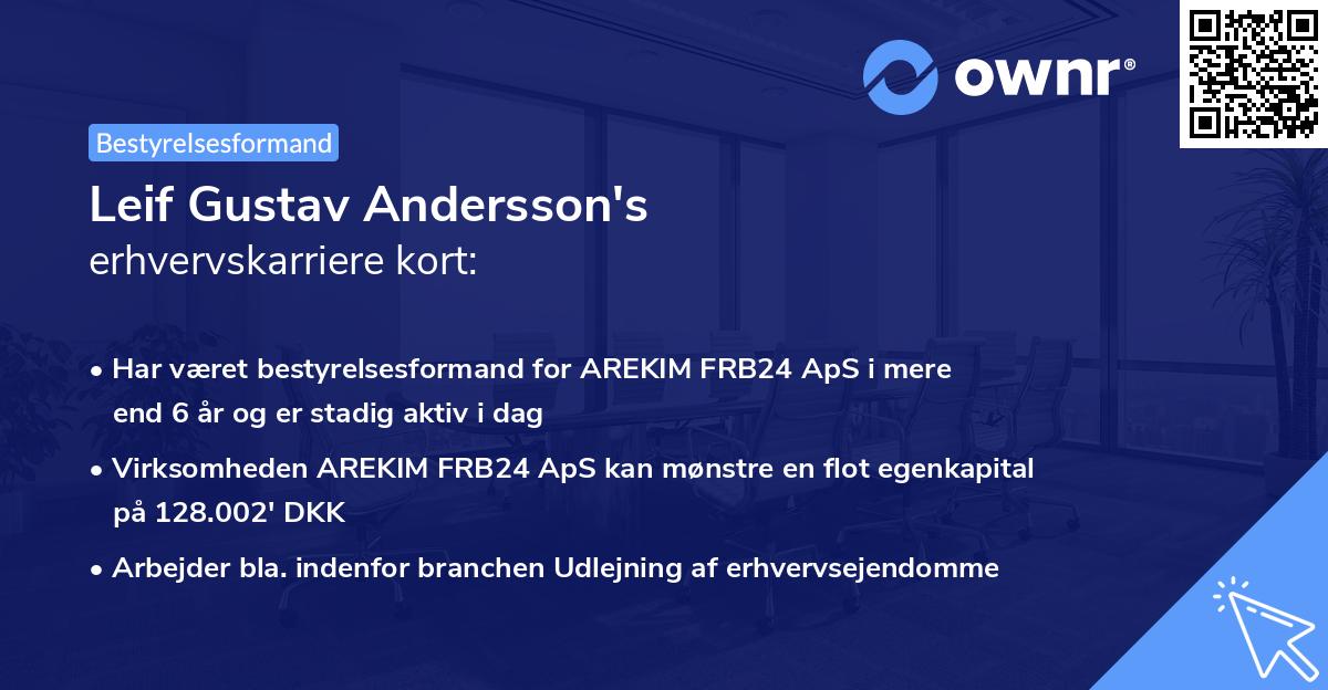 Leif Gustav Andersson's erhvervskarriere kort