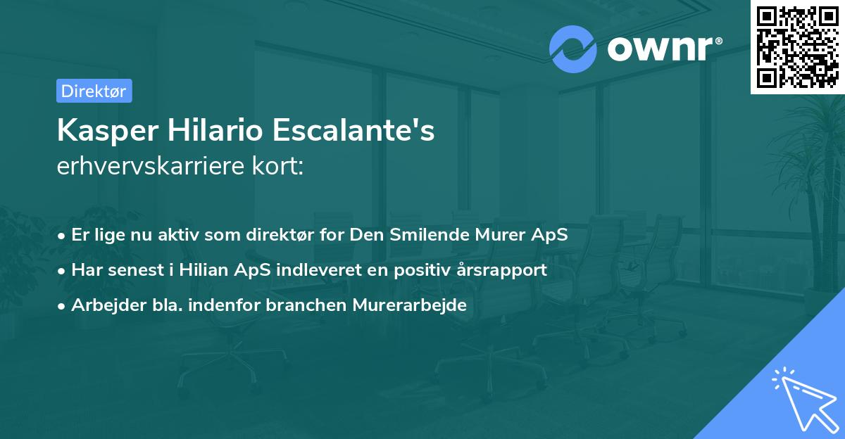 Kasper Hilario Escalante's erhvervskarriere kort
