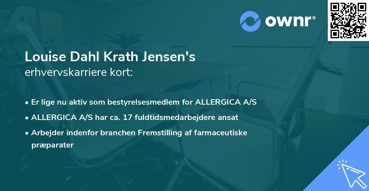 Louise Dahl Krath Jensen's erhvervskarriere kort