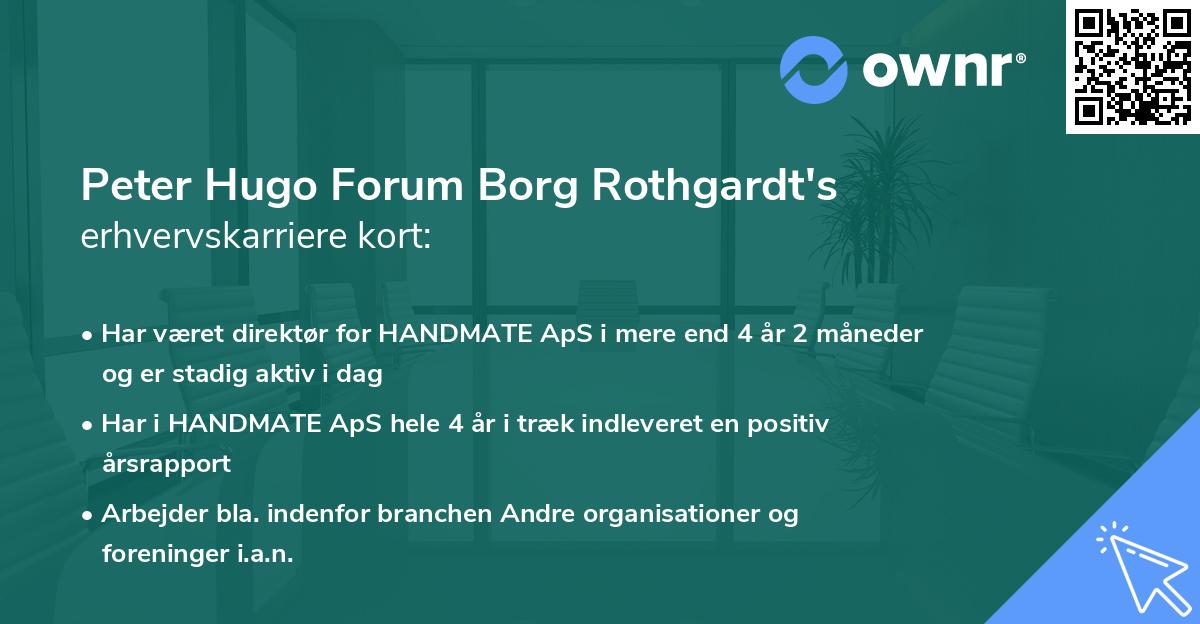 Peter Hugo Forum Borg Rothgardt's erhvervskarriere kort