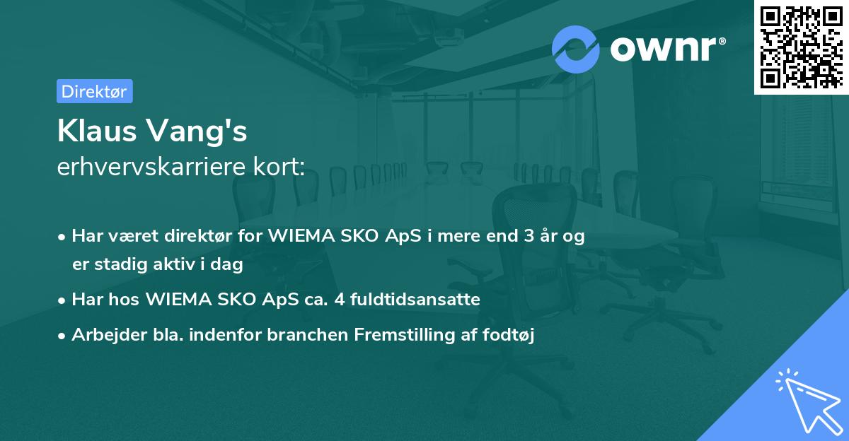 Klaus Vang's erhvervskarriere kort