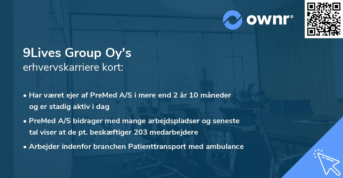 9Lives Group Oy's erhvervskarriere kort
