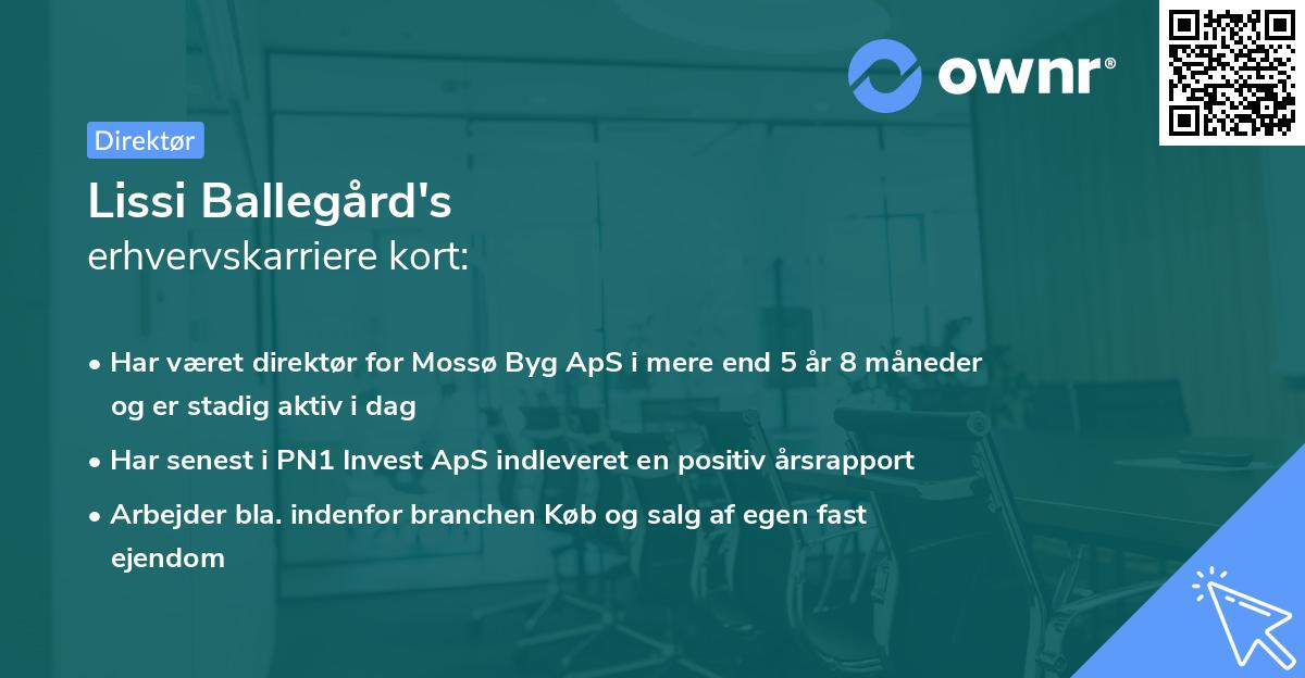 Lissi Ballegård's erhvervskarriere kort