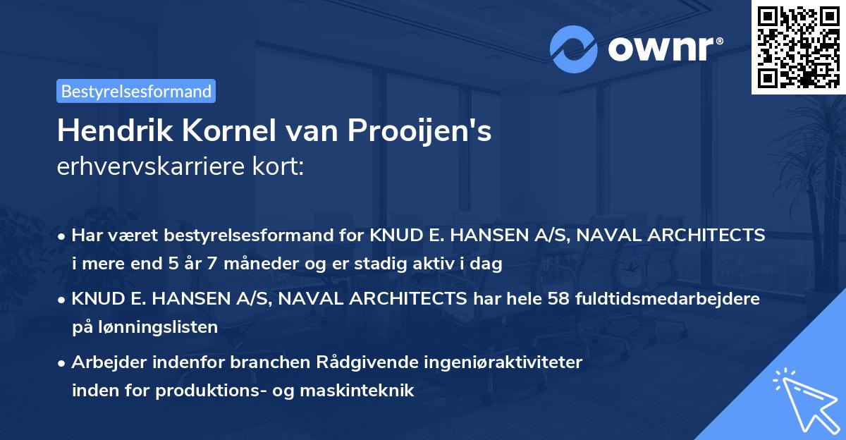 Hendrik Kornel van Prooijen's erhvervskarriere kort