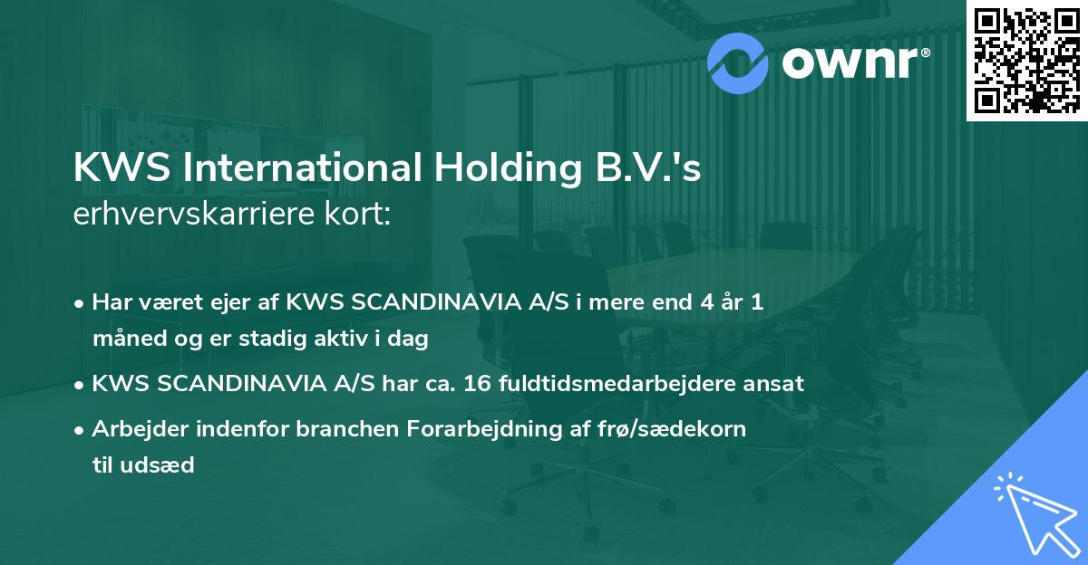 KWS International Holding B.V.'s erhvervskarriere kort