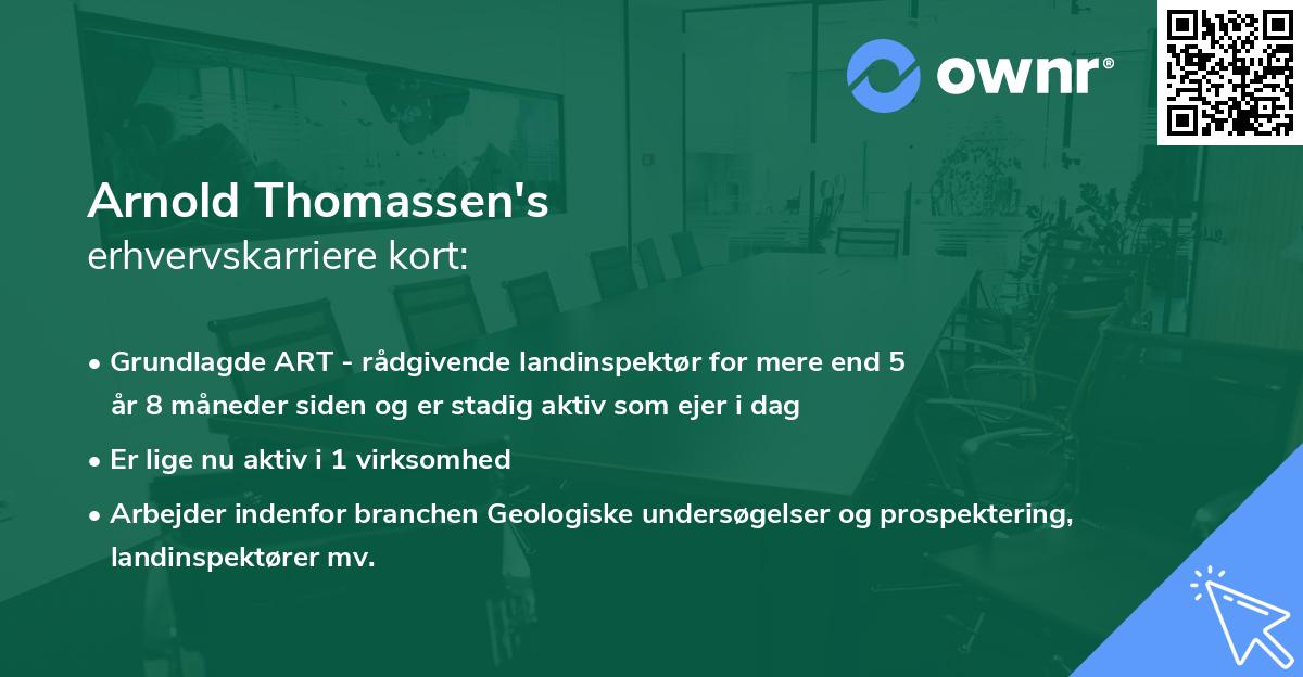 Arnold Thomassen's erhvervskarriere kort