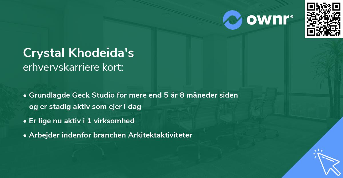 Crystal Khodeida's erhvervskarriere kort