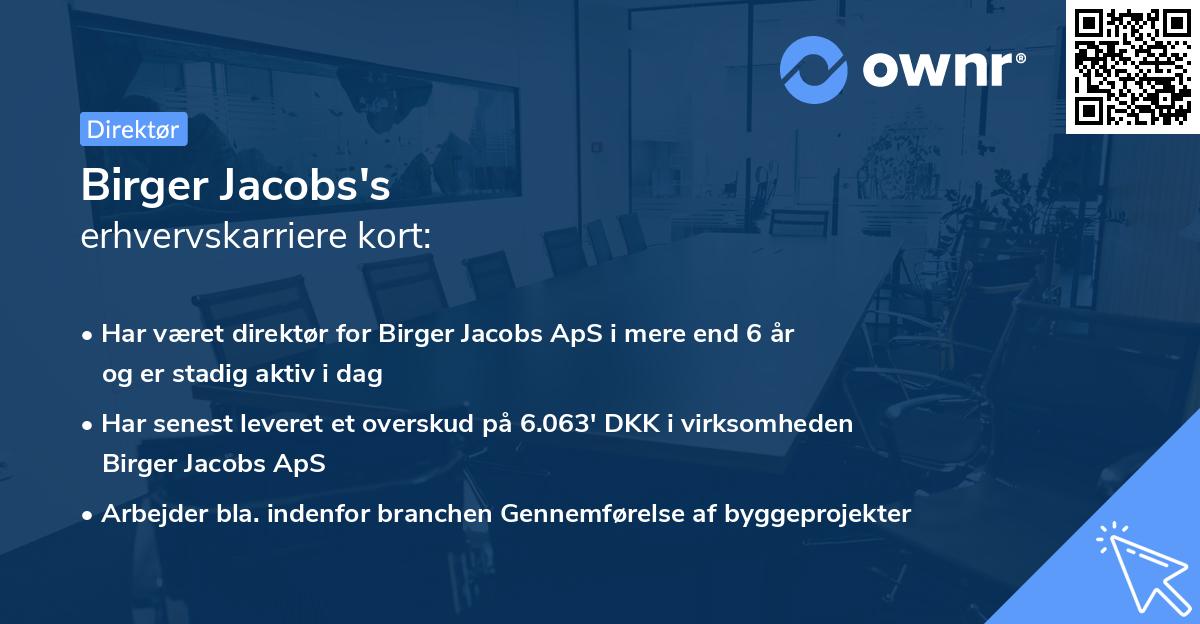 Birger Jacobs's erhvervskarriere kort