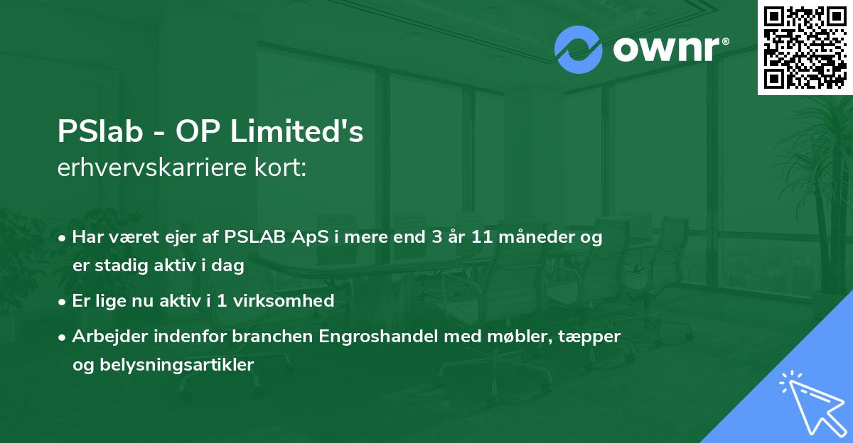 PSlab - OP Limited's erhvervskarriere kort