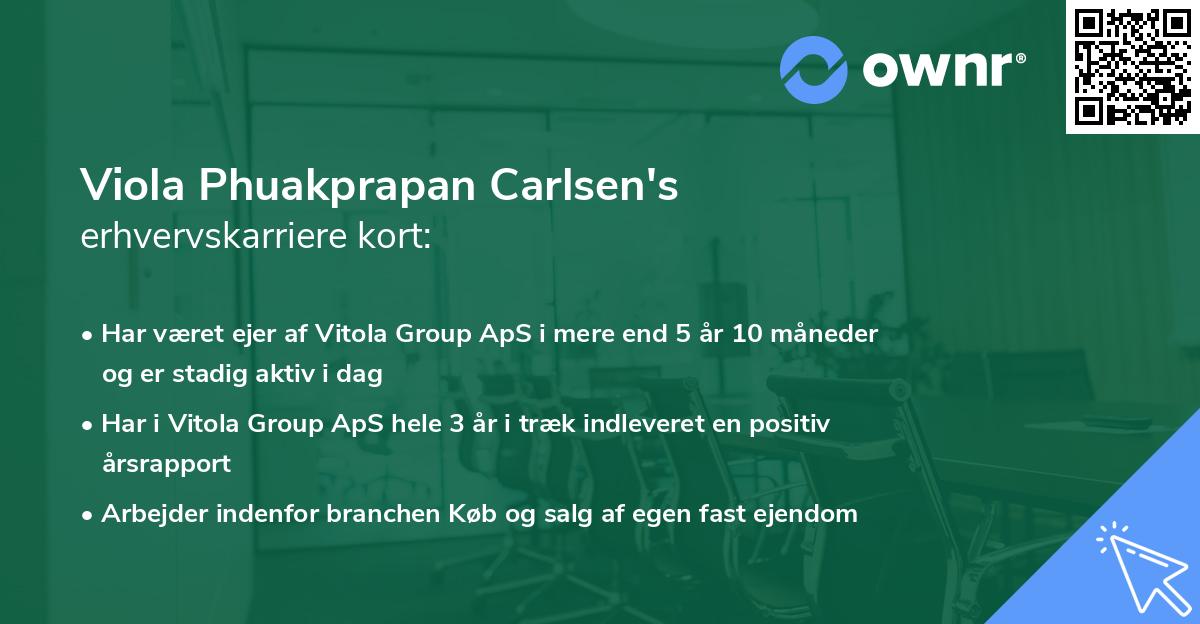 Viola Phuakprapan Carlsen's erhvervskarriere kort