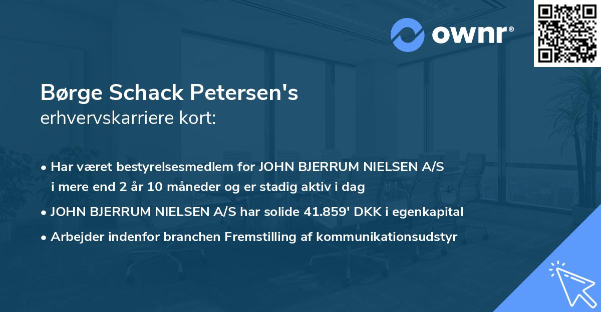 Børge Schack Petersen's erhvervskarriere kort