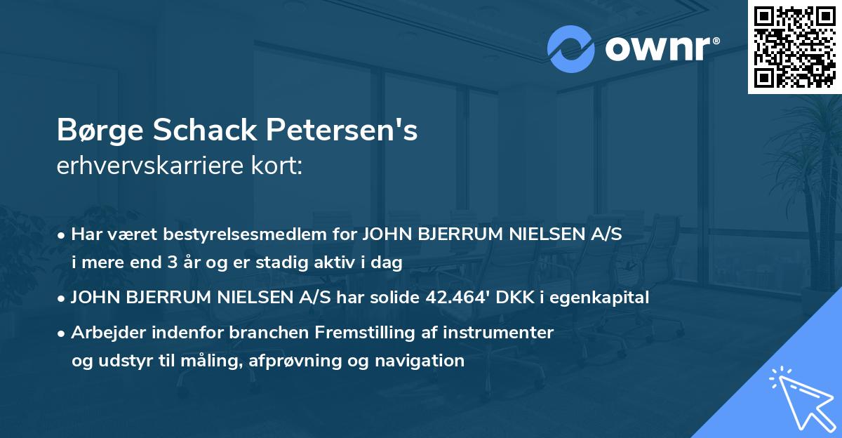 Børge Schack Petersen's erhvervskarriere kort
