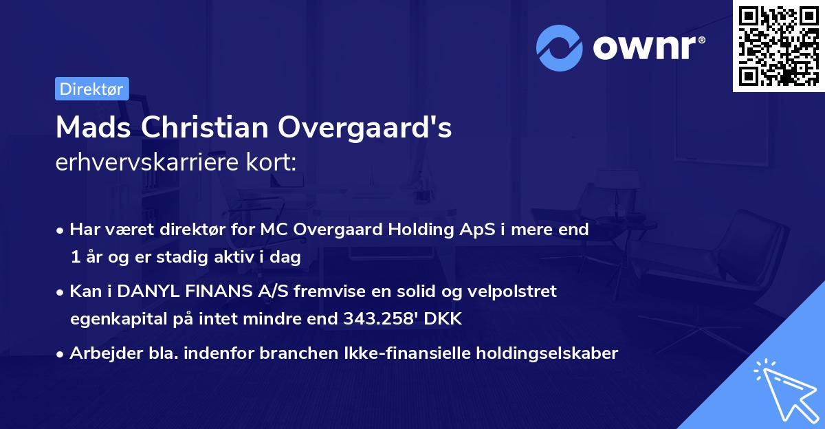 Mads Christian Overgaard's erhvervskarriere kort