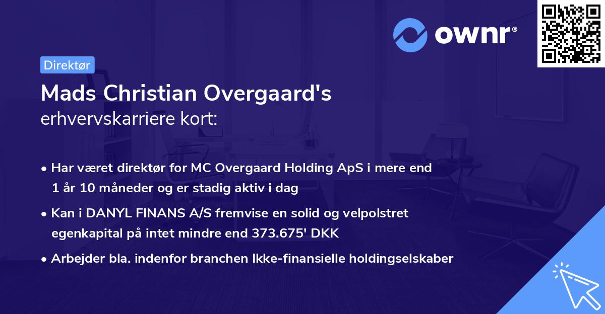 Mads Christian Overgaard's erhvervskarriere kort
