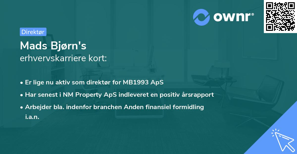 Mads Bjørn's erhvervskarriere kort
