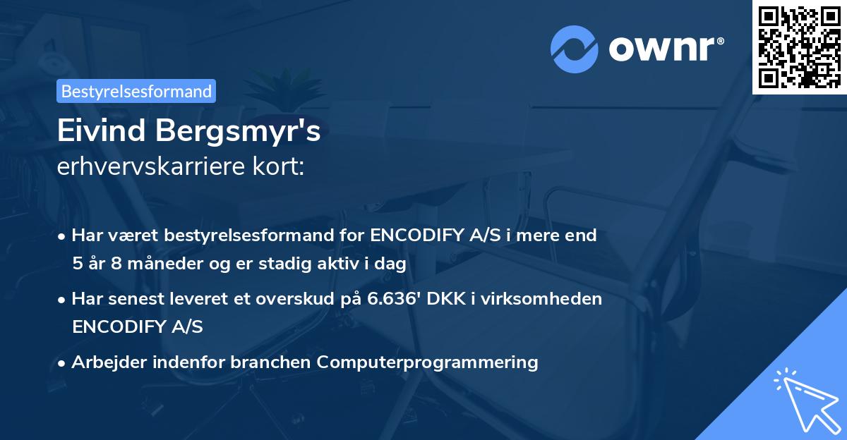 Eivind Bergsmyr's erhvervskarriere kort