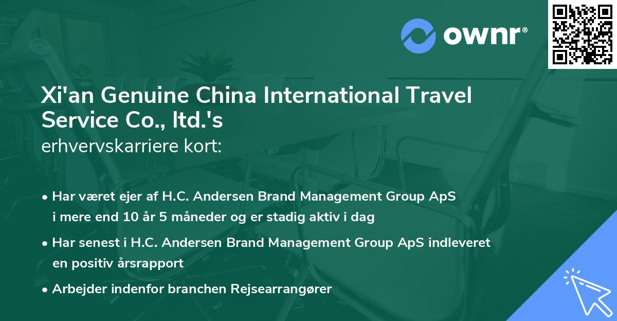 Xi'an Genuine China International Travel Service Co., ltd.'s erhvervskarriere kort