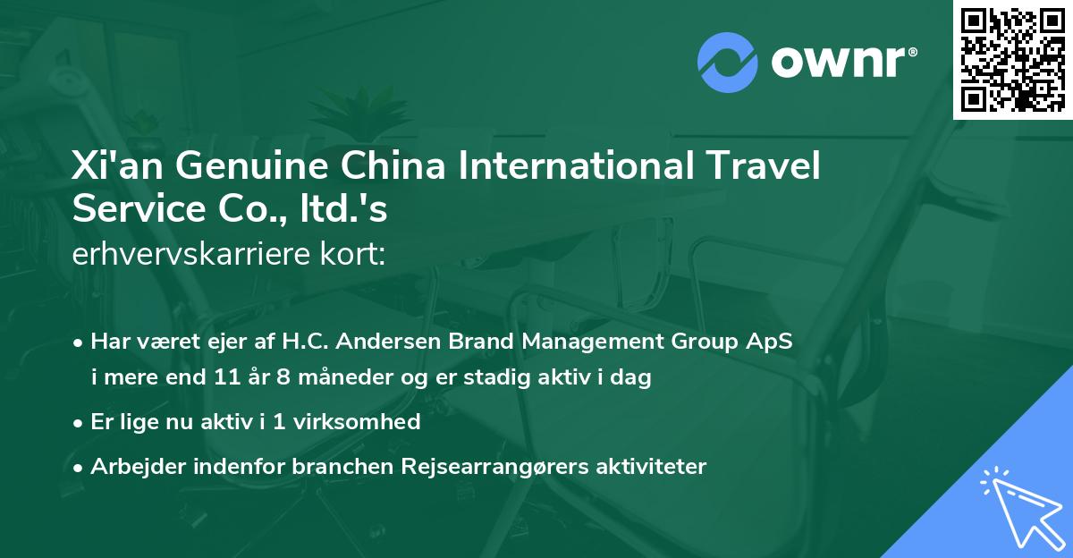 Xi'an Genuine China International Travel Service Co., ltd.'s erhvervskarriere kort