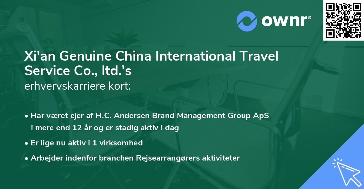 Xi'an Genuine China International Travel Service Co., ltd.'s erhvervskarriere kort