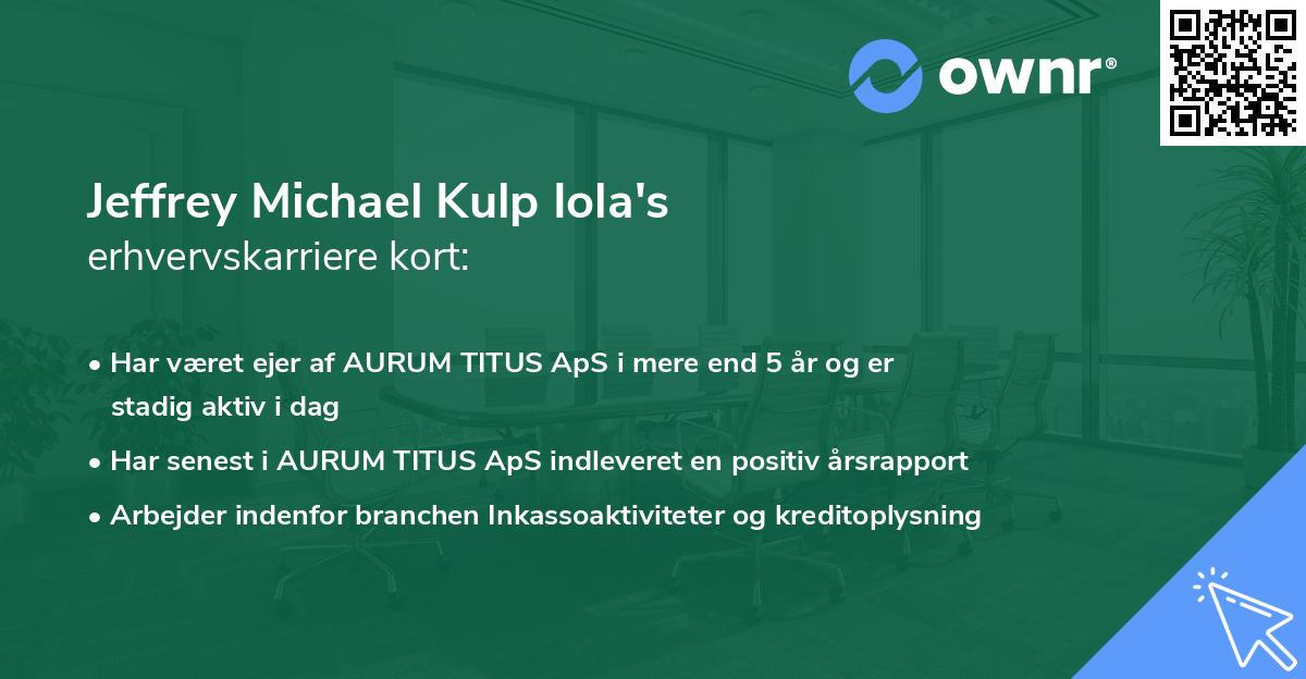 Jeffrey Michael Kulp Iola's erhvervskarriere kort
