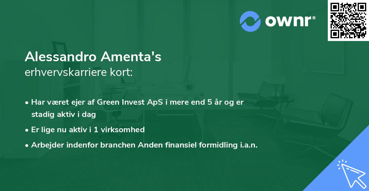 Alessandro Amenta's erhvervskarriere kort