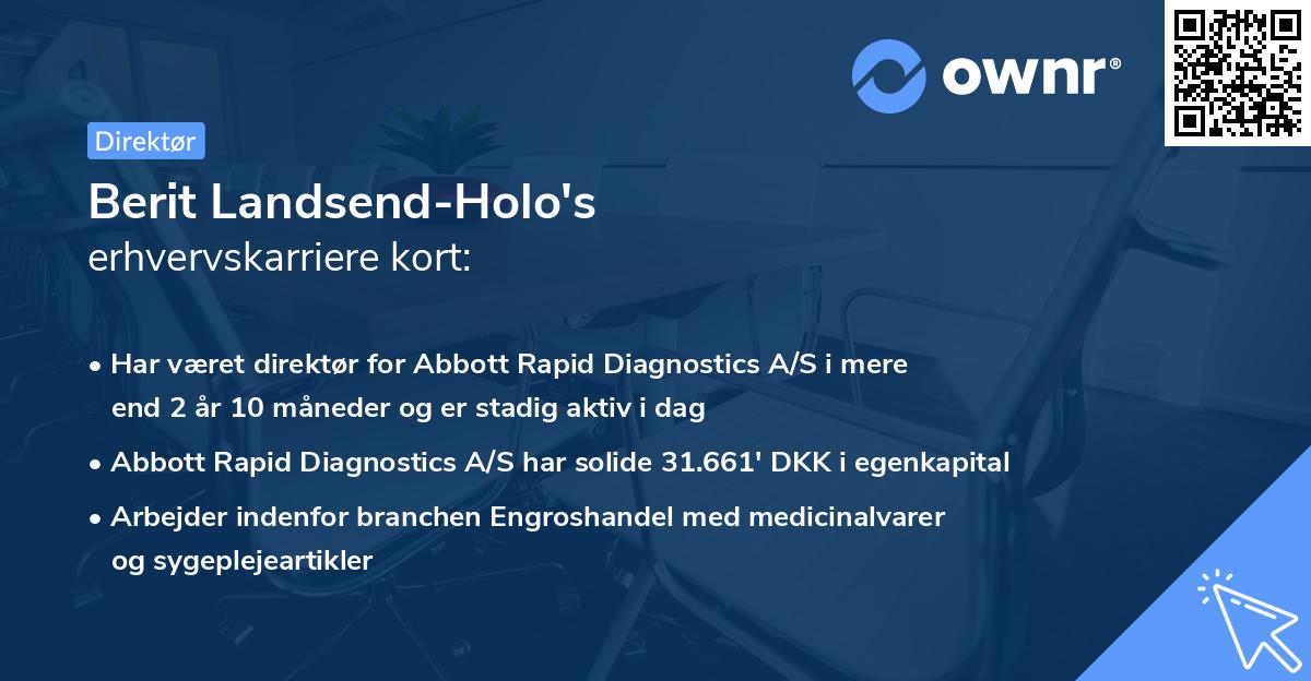 Berit Landsend-Holo's erhvervskarriere kort