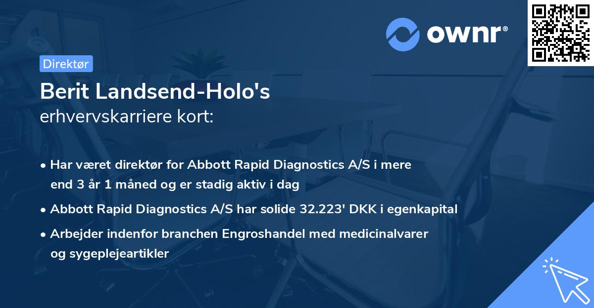 Berit Landsend-Holo's erhvervskarriere kort