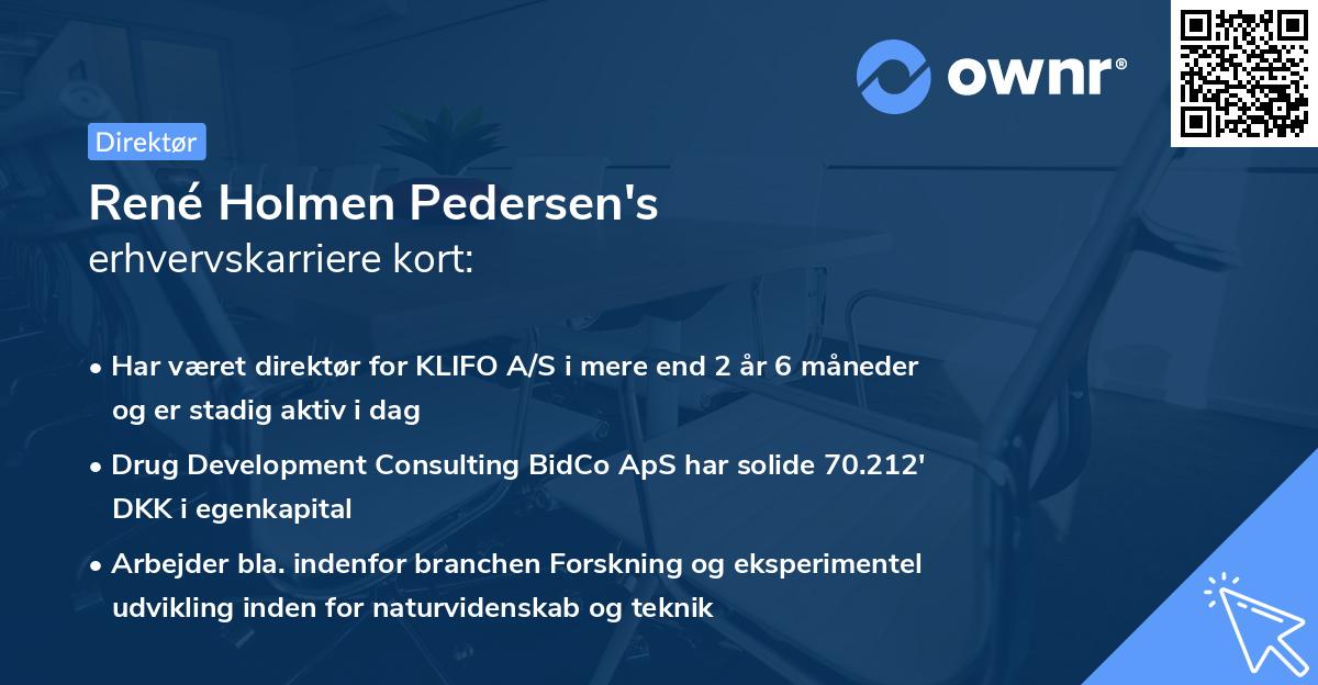 René Holmen Pedersen's erhvervskarriere kort