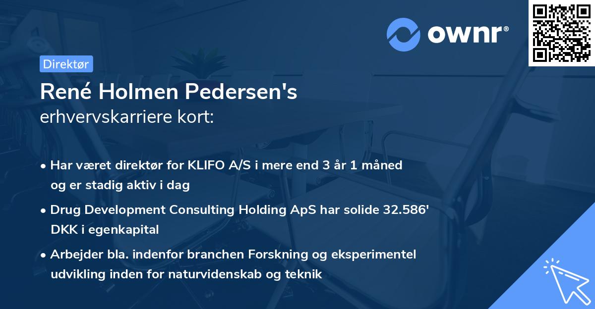 René Holmen Pedersen's erhvervskarriere kort
