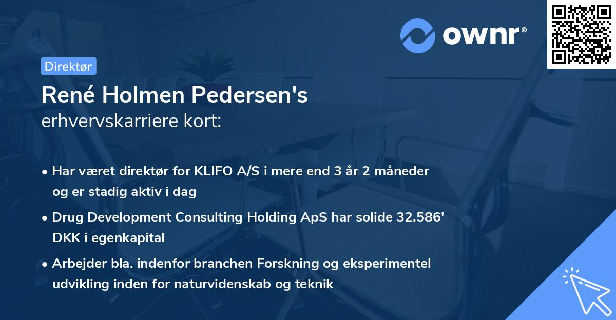 René Holmen Pedersen's erhvervskarriere kort
