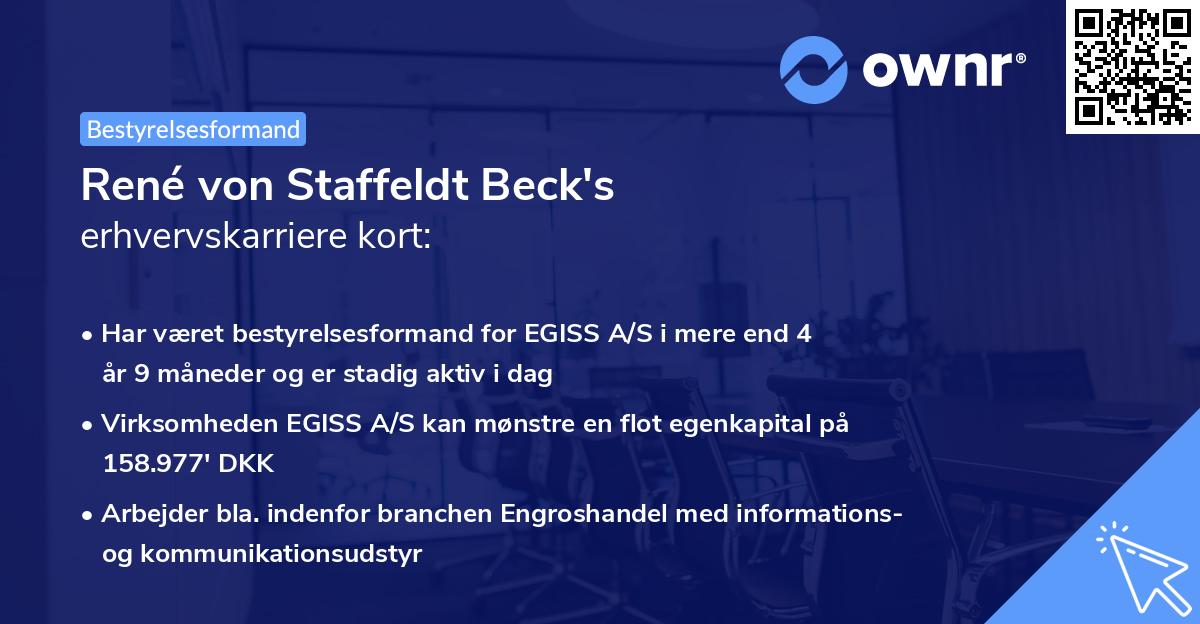 René von Staffeldt Beck's erhvervskarriere kort