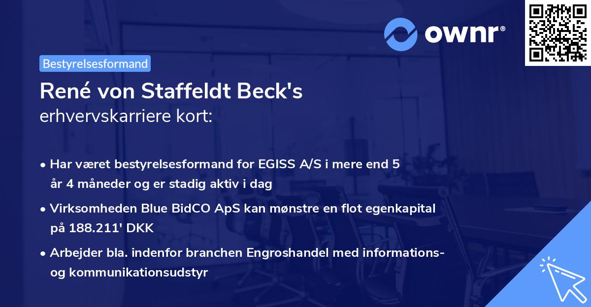 René von Staffeldt Beck's erhvervskarriere kort