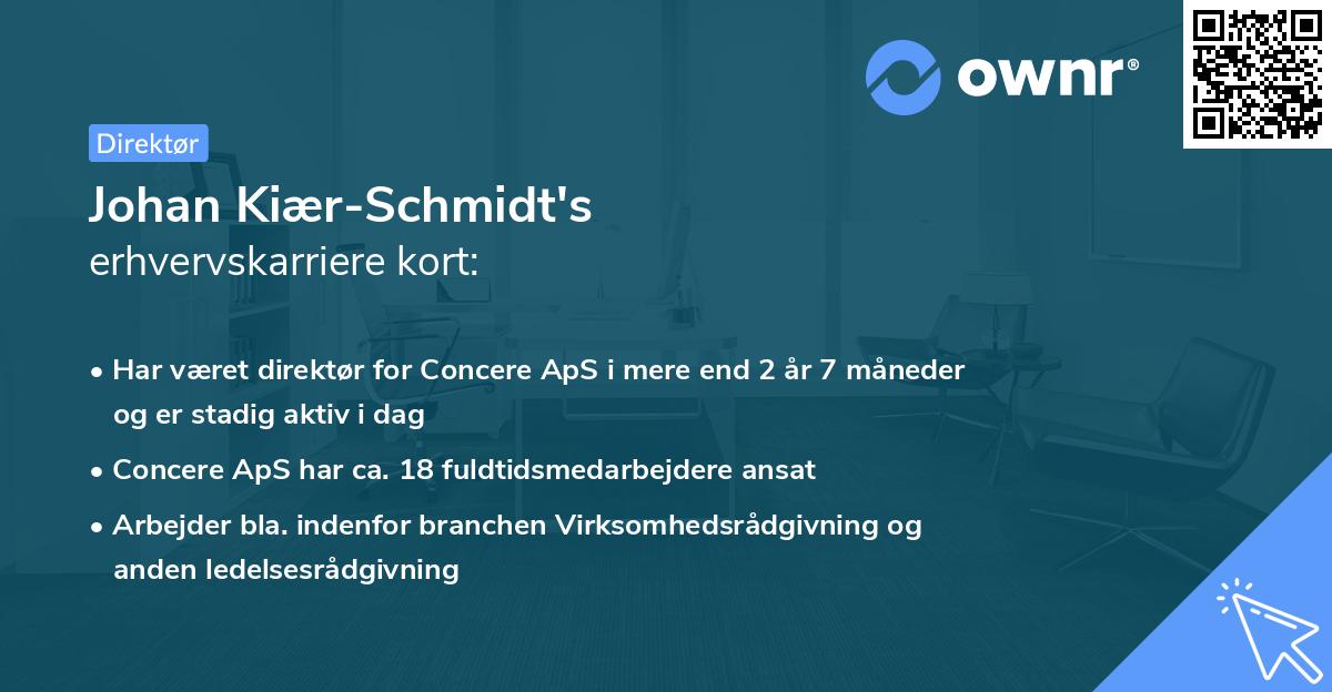 Johan Kiær-Schmidt's erhvervskarriere kort
