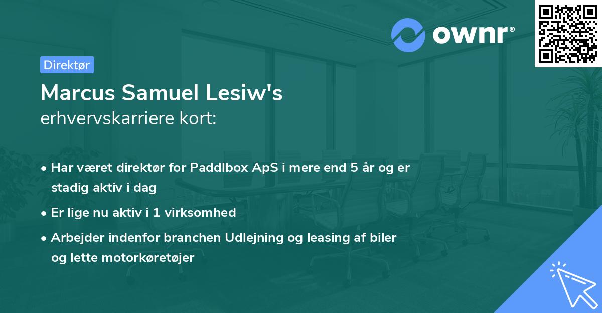 Marcus Samuel Lesiw's erhvervskarriere kort