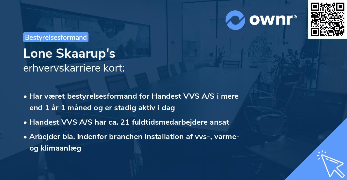 Lone Skaarup's erhvervskarriere kort