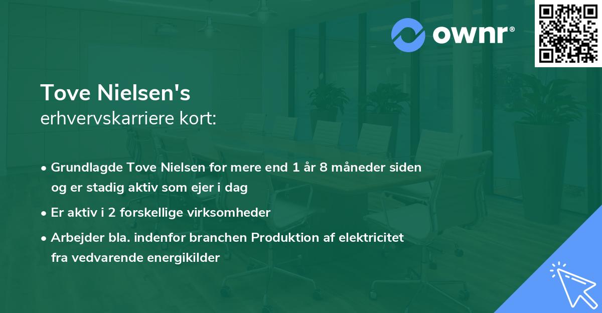 Tove Nielsen's erhvervskarriere kort