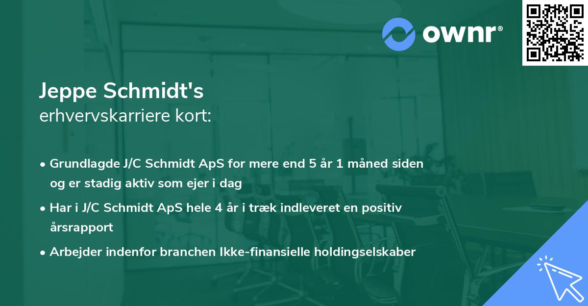 Jeppe Schmidt's erhvervskarriere kort