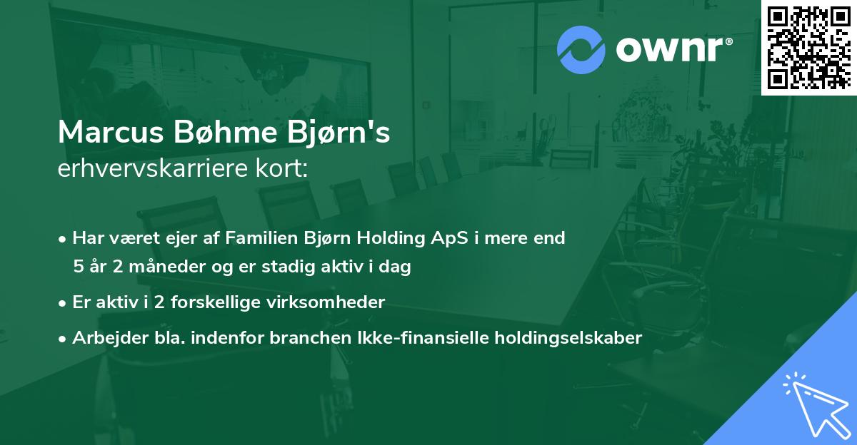 Marcus Bøhme Bjørn's erhvervskarriere kort