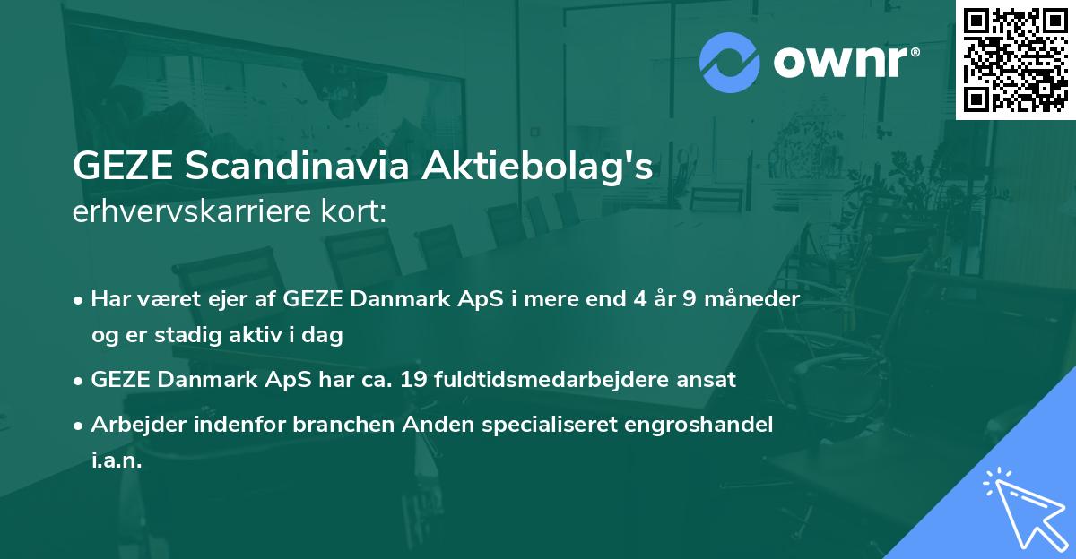 GEZE Scandinavia Aktiebolag's erhvervskarriere kort