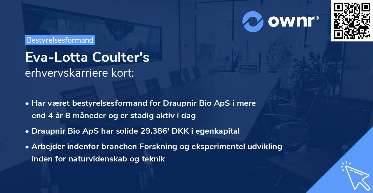 Eva-Lotta Coulter's erhvervskarriere kort