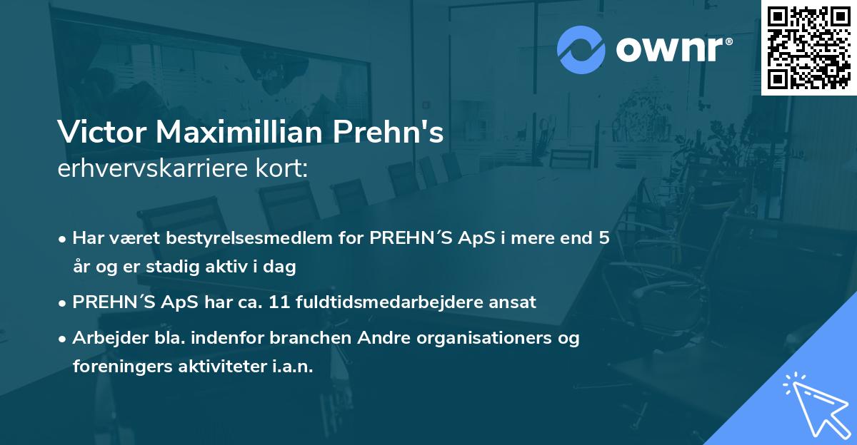 Victor Maximillian Prehn's erhvervskarriere kort