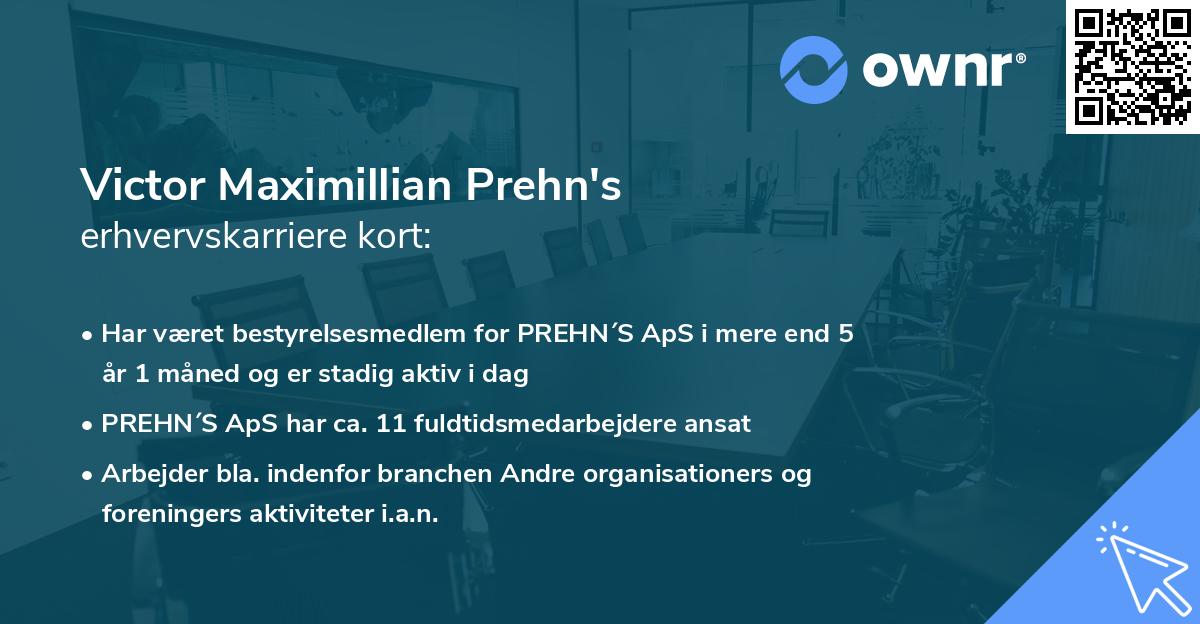 Victor Maximillian Prehn's erhvervskarriere kort