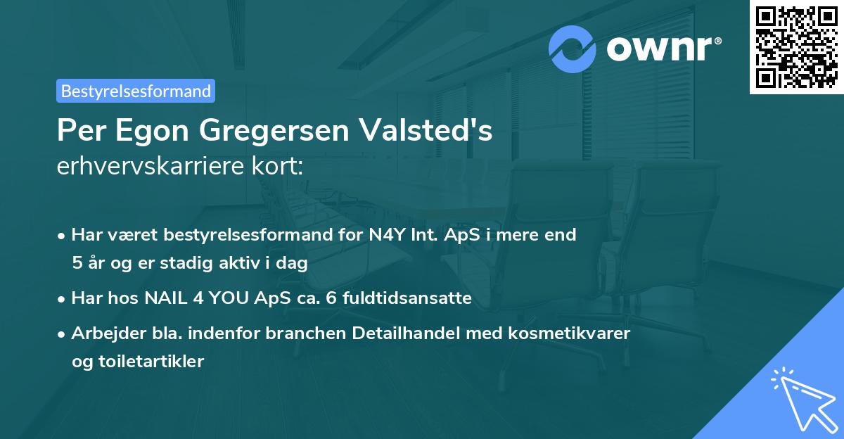 Per Egon Gregersen Valsted's erhvervskarriere kort