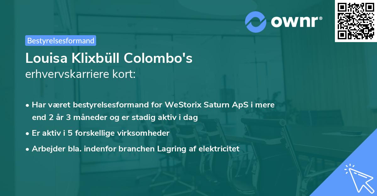 Louisa Klixbüll Colombo's erhvervskarriere kort