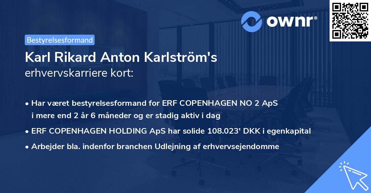 Karl Rikard Anton Karlström's erhvervskarriere kort