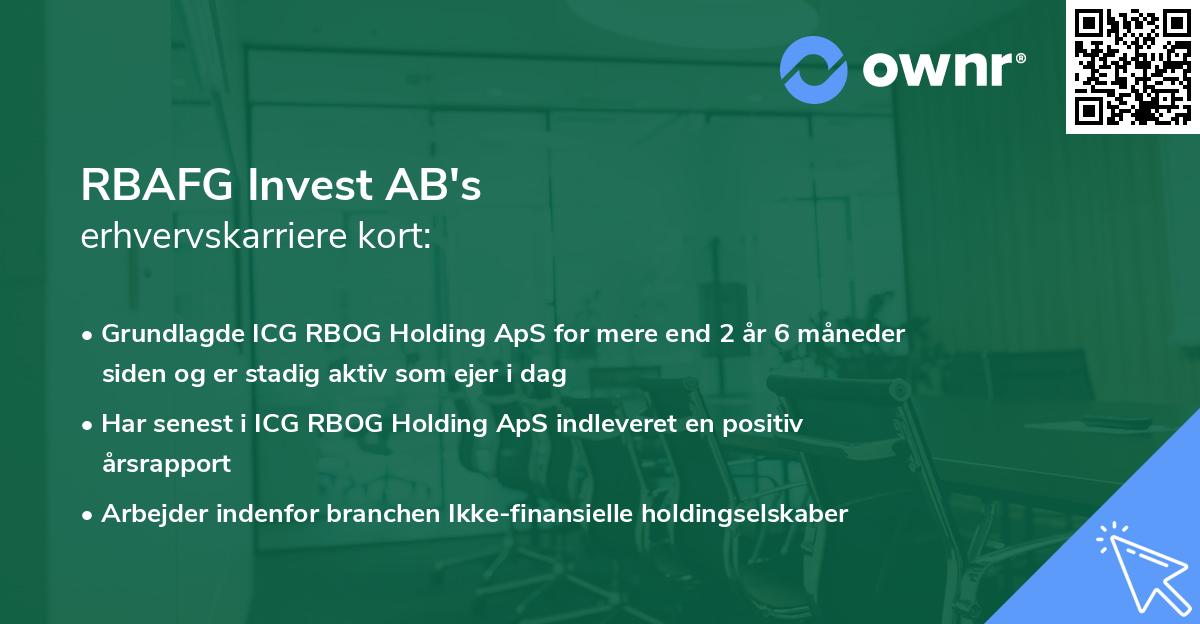 RBAFG Invest AB's erhvervskarriere kort