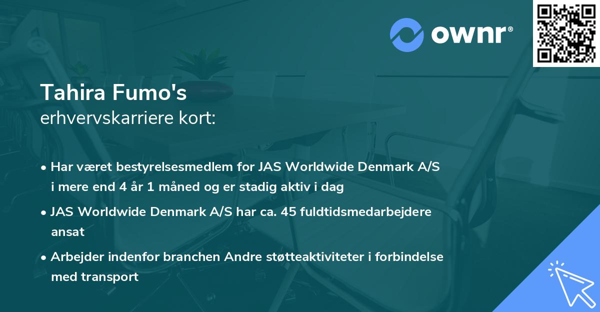 Tahira Fumo's erhvervskarriere kort